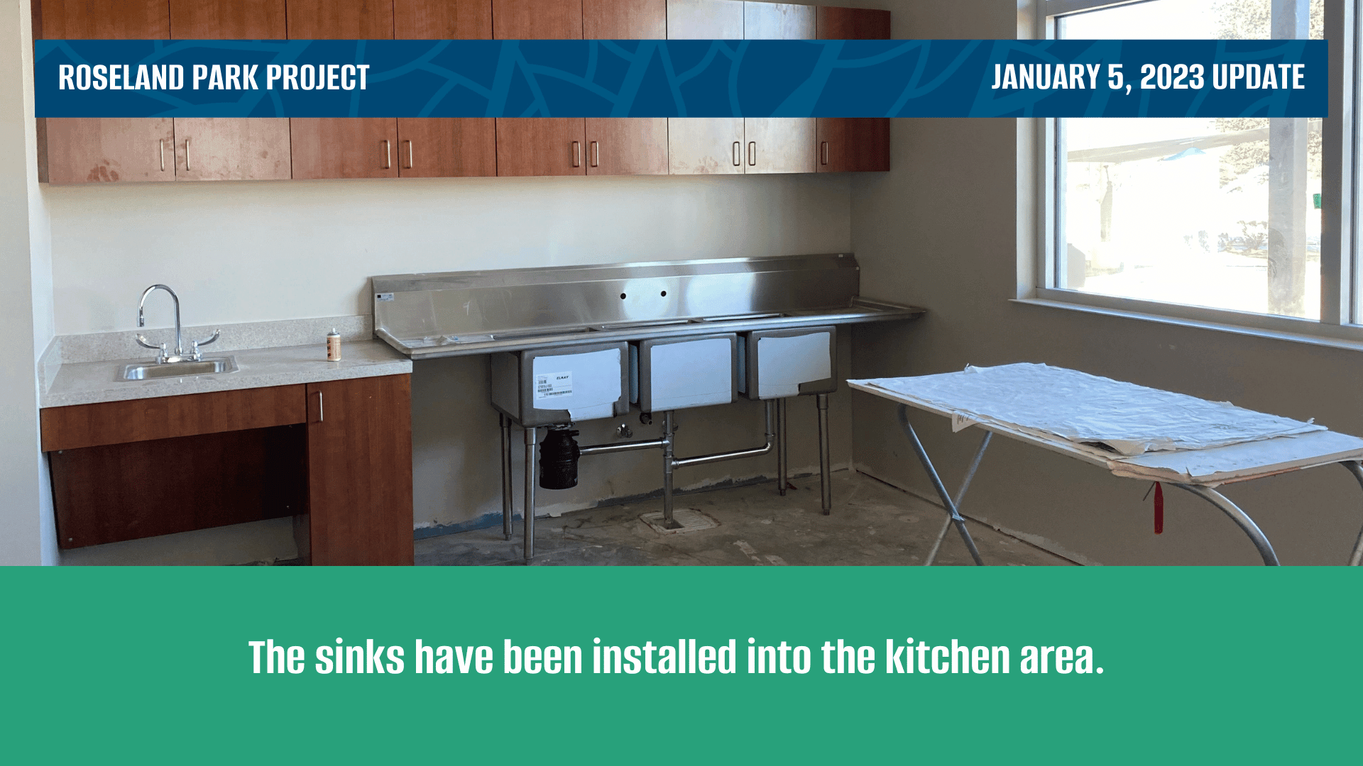 Roseland Parks Projects Update: The sink area has been installed